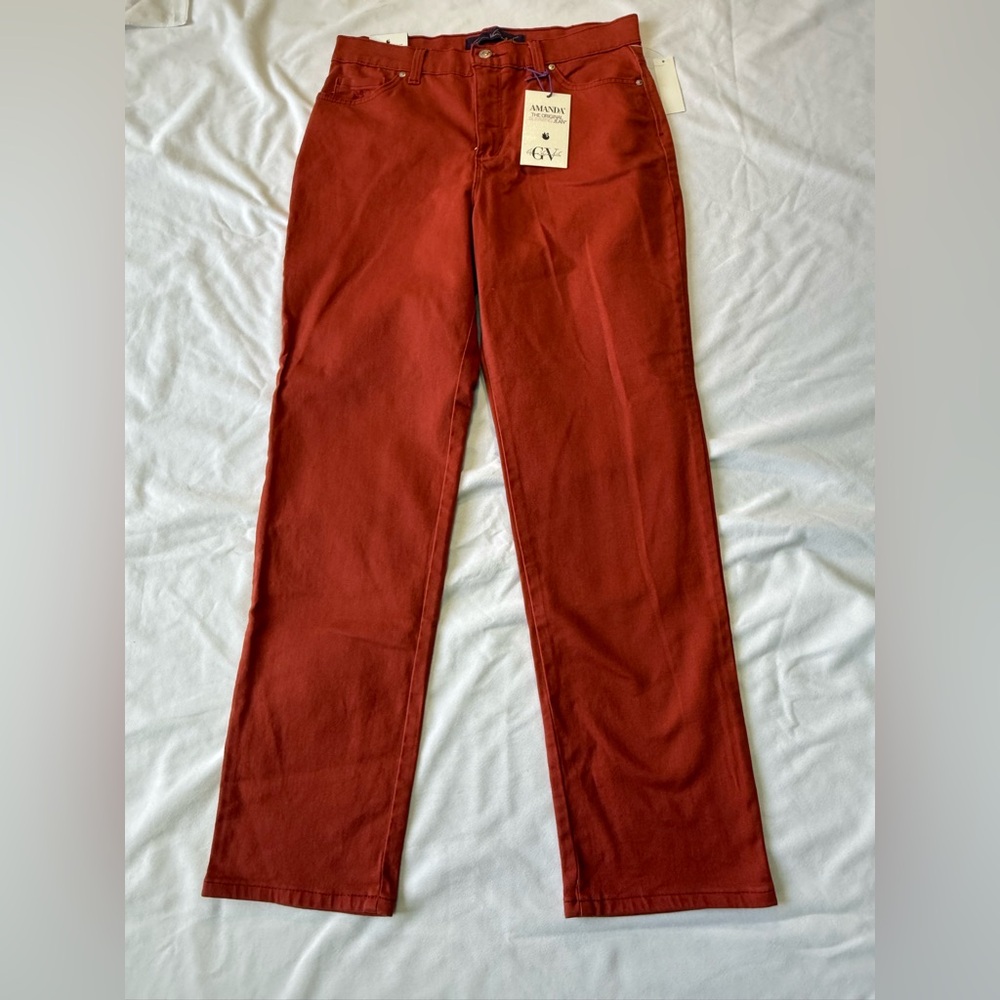 Gloria Vanderbilt Amanda Autumn Blaze Straight Leg Pant 10 Short NWT